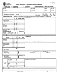 Document preview: Form H1201-A Client Declaration or Streamline Review Worksheet - Texas