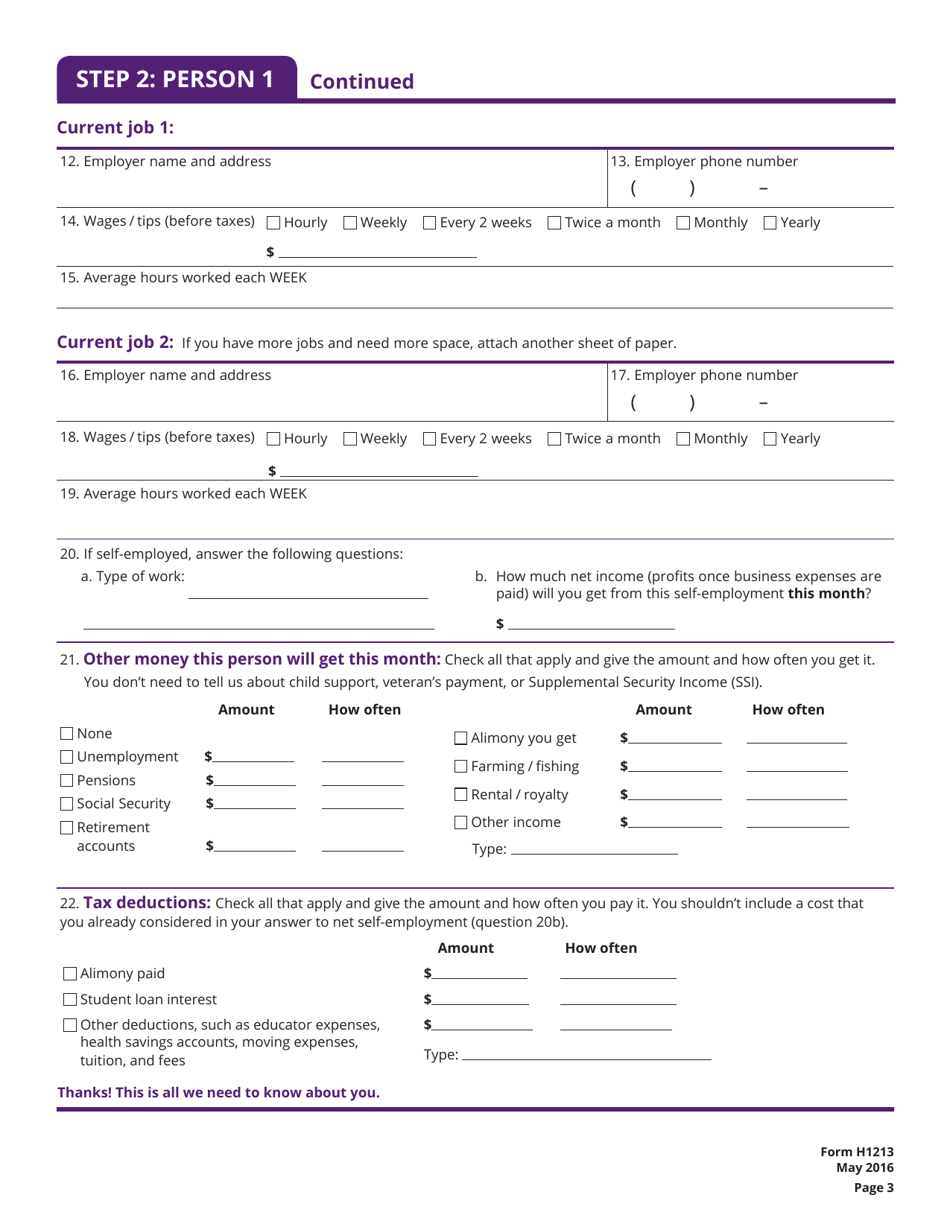 Form H1213 Childrens Health-Care Benefits: More Facts Needed From the Parent Who Has Custody - Texas, Page 3