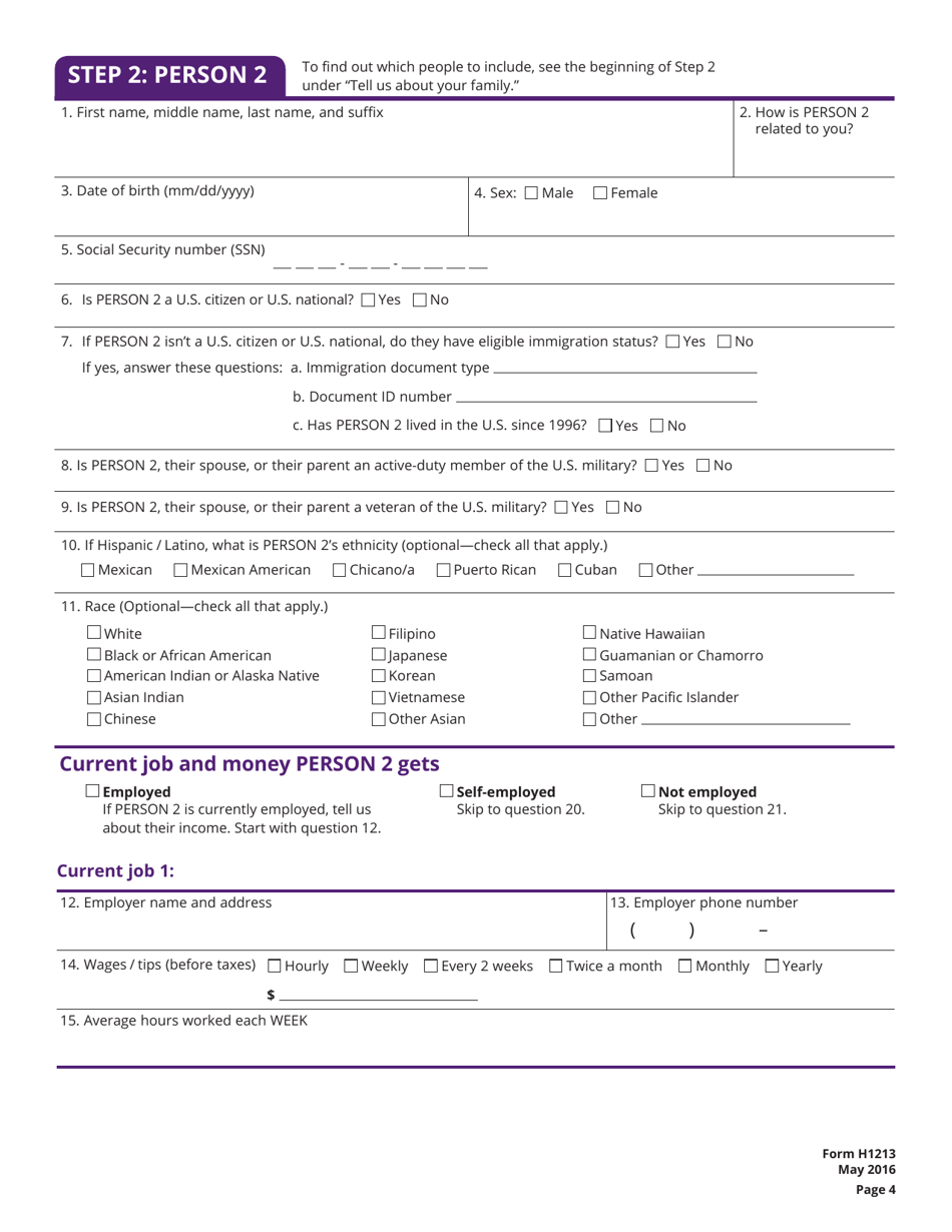 Form H1213 Childrens Health-Care Benefits: More Facts Needed From the Parent Who Has Custody - Texas, Page 4