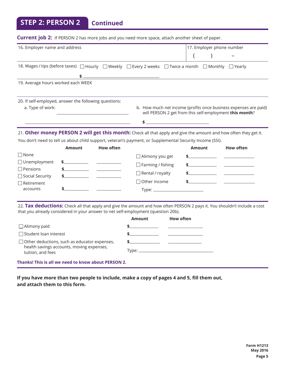 Form H1213 Childrens Health-Care Benefits: More Facts Needed From the Parent Who Has Custody - Texas, Page 5