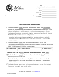 Form H1226 Transfer of Assets/Undue Hardship Notification - Texas