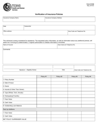 Document preview: Form H1238 Verification of Insurance Policies - Texas