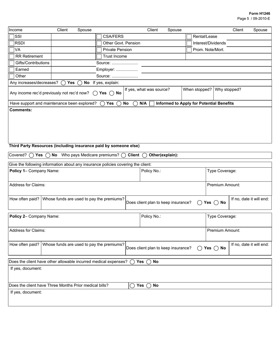 Form H1246 - Fill Out, Sign Online and Download Fillable PDF, Texas ...