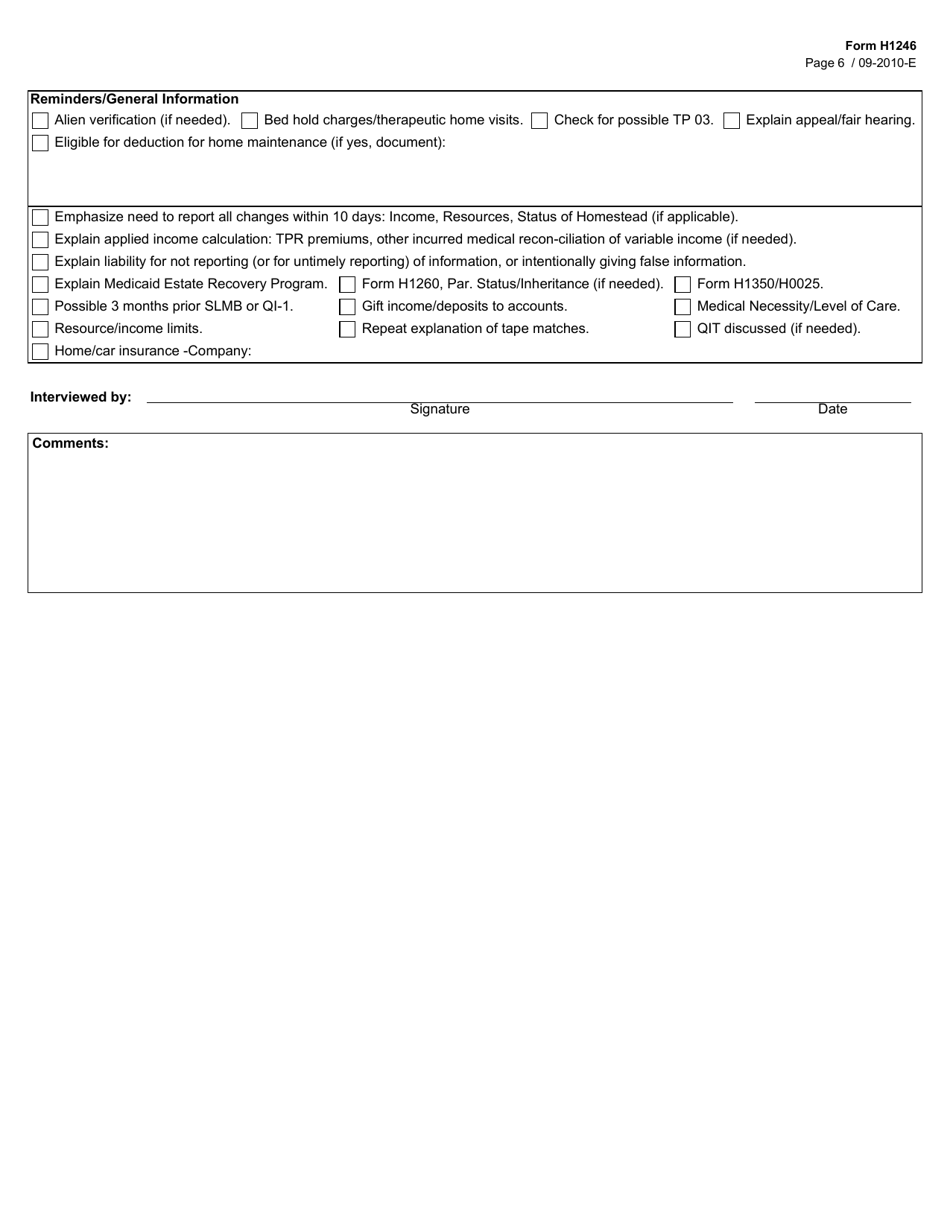 Form H1246 Medicaid Eligibility Interview Guide - Texas, Page 6