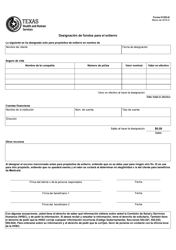 Document preview: Formulario 1252-S Designacion De Fondos Para El Entierro - Texas (Spanish)