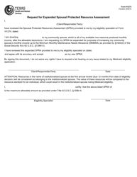 Document preview: Form H1275 Request for Expanded Spousal Protected Resource Assessment - Texas