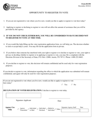 Document preview: Form H1350 Opportunity to Register to Vote - Texas