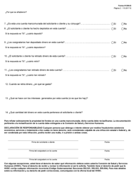 Formulario H1299-S Solicitud De Informacion De Cuenta Bancaria Mancomunada - Texas (Spanish), Page 2