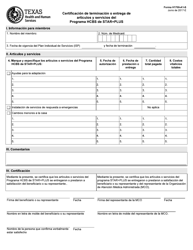 Document preview: Formulario H1700-A1-S Certificacion De Terminacion O Entrega De Articulos Y Servicios Del Programa Hcbs De Star+plus - Texas (Spanish)