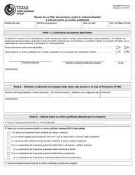 Document preview: Formulario H1713-S Opcion De Un Plan De Servicios Contra La Violencia Familiar E Informe Sobre Un Motivo Justificado - Texas (Spanish)