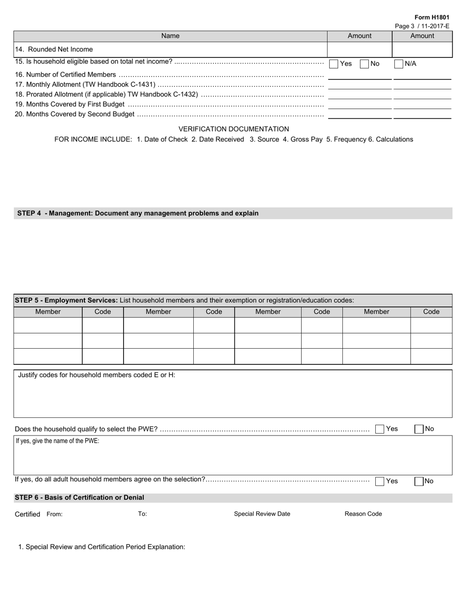 Form H1801 Snap Worksheet - Texas, Page 3