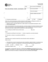 Document preview: Formulario H1830 Aviso De Solicitud, Revision, Vencimiento O Cita - Texas (Spanish)