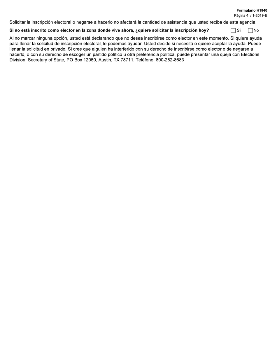 Formulario H1840-S Renovacion De Beneficios De Alimentos Del Programa Snap - Texas (Spanish), Page 4