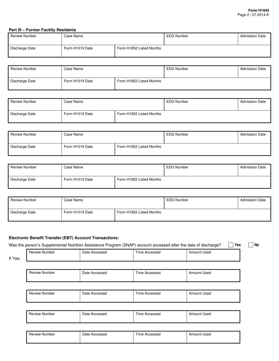 Form H1845 Drug and Alcohol Treatment (Da) / Group Living Arrangement (Gla) Facility Review - Texas, Page 2