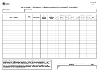 Document preview: Form H1852 List of Resident Participants in the Supplemental Nutrition Assistance Program (Snap) - Texas