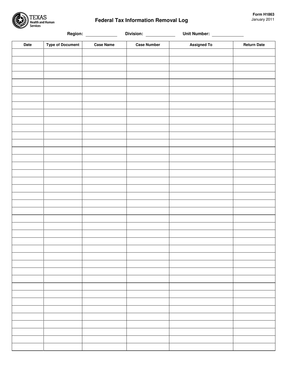 Form H1863 - Fill Out, Sign Online and Download Printable PDF, Texas ...