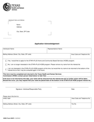 Document preview: HHSC Form H3675 Application Acknowledgement - Texas