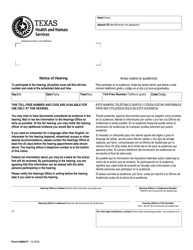 Document preview: Form H4803-P Notice of Hearing - Texas (English/Spanish)