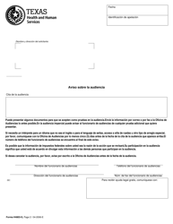 Document preview: Formulario H4803-S Aviso Sobre La Audiencia - Texas (Spanish)