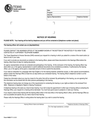 Document preview: Form H4803-T Notice of Hearing - Texas
