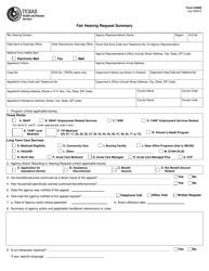 Form H4800 Fair Hearing Request Summary - Texas
