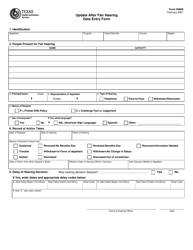 Document preview: Form H4809 Update After Fair Hearing Data Entry Form - Texas