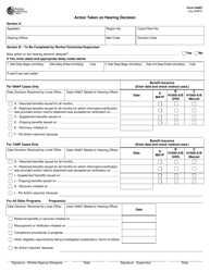 Document preview: Form H4807 Action Taken on Hearing Decision - Texas