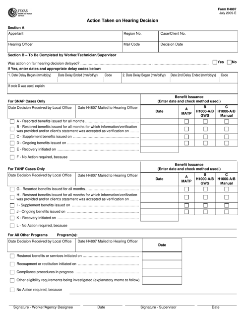 Form H4807  Printable Pdf