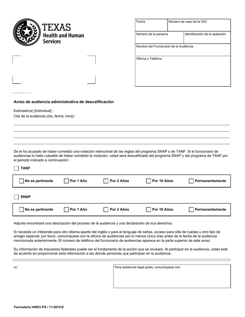 Formulario H4851-FS  Printable Pdf