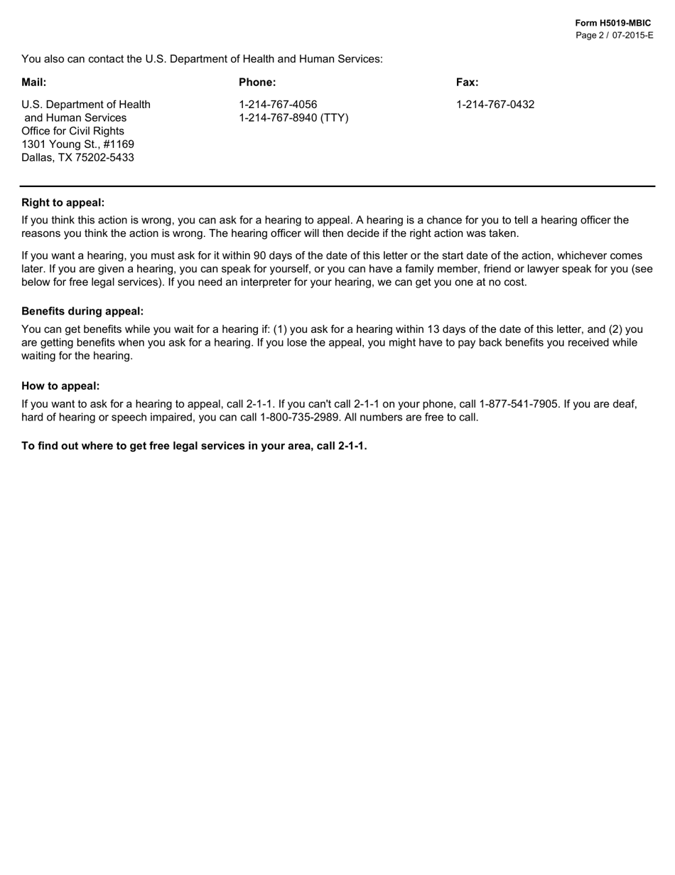 Form H5019-MBIC Hardship Waiver Approved (Medicaid Buy-In for Children) - Texas, Page 2