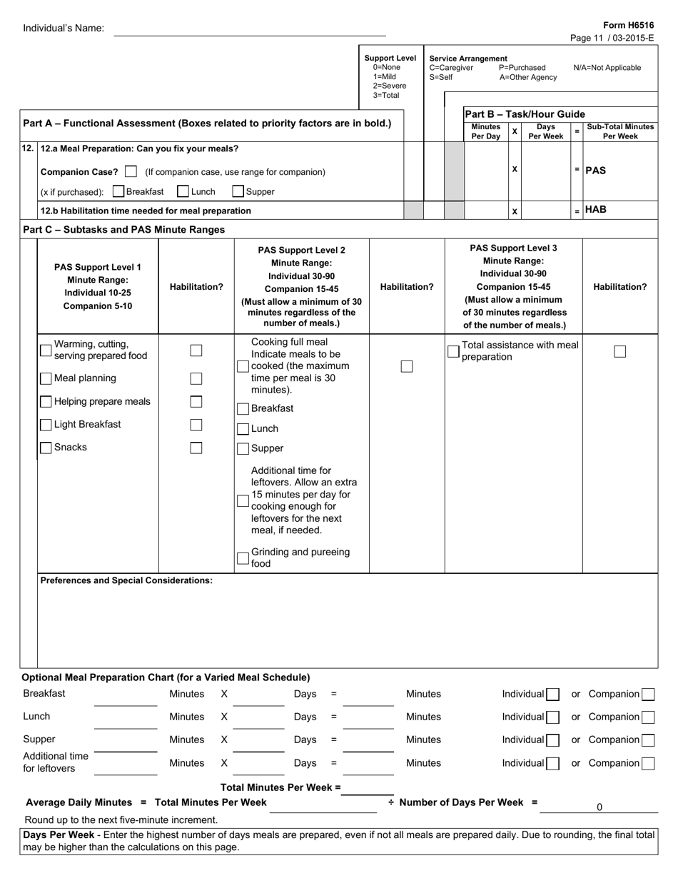 Form H6516 Community First Choice Assessment - Texas, Page 11