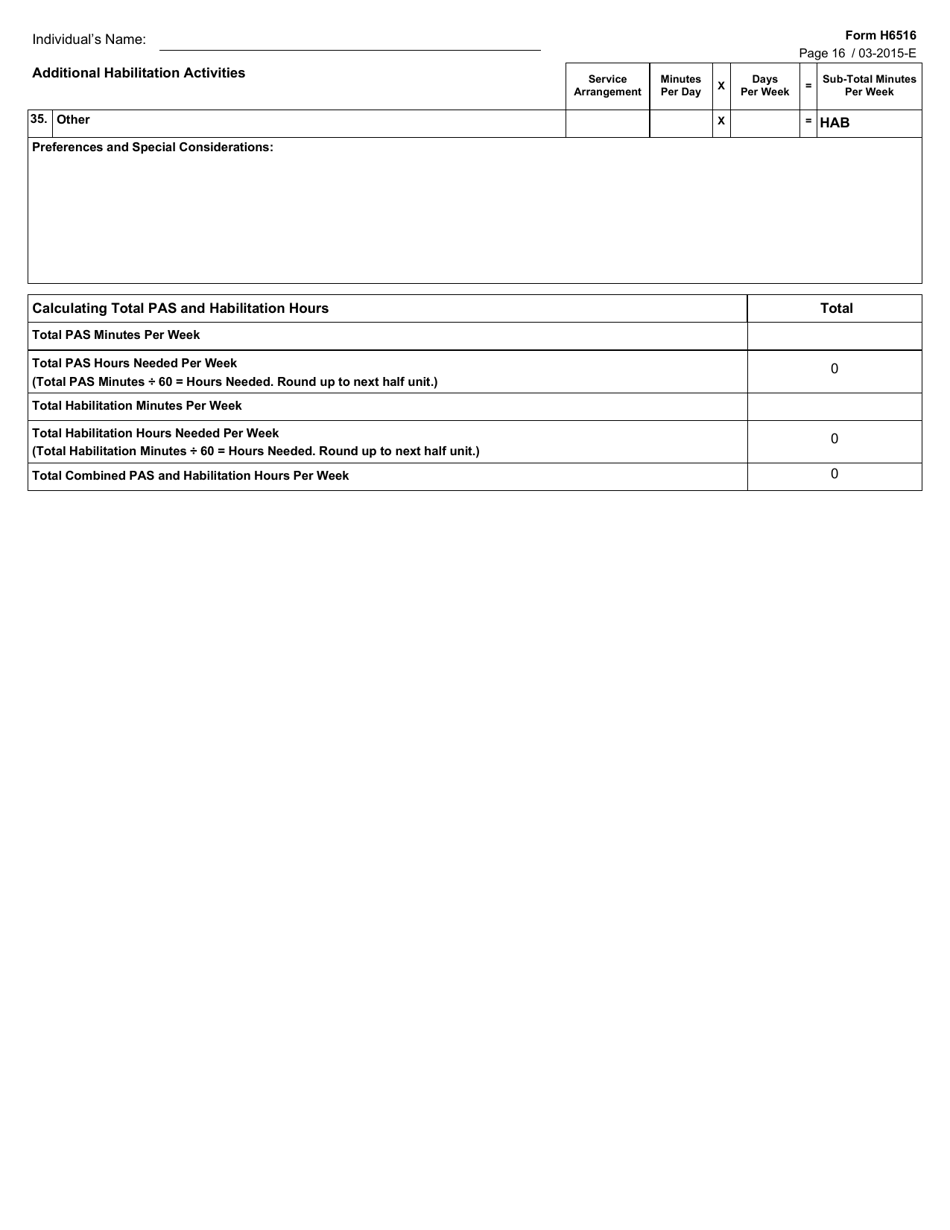 Form H6516 Community First Choice Assessment - Texas, Page 16