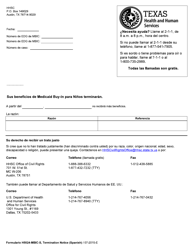 Formulario H5024-MBIC-S Termination Notice (Medicaid Buy-In for Children) - Texas (Spanish)