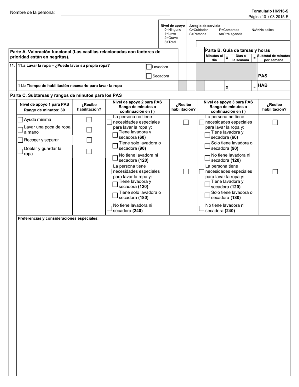 Formulario H6516-S Valoracion De Community First Choice - Texas (Spanish), Page 10