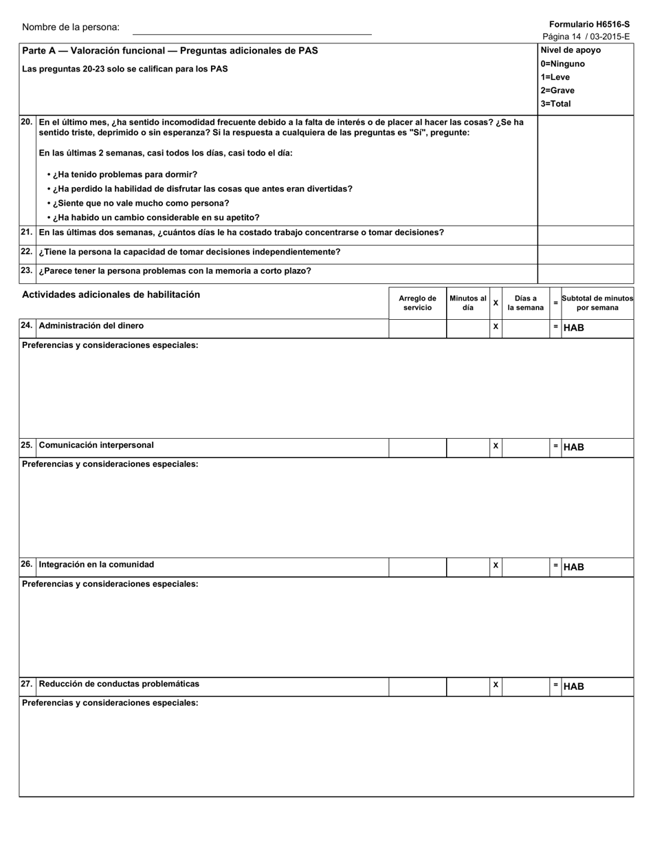 Formulario H6516-S Valoracion De Community First Choice - Texas (Spanish), Page 14