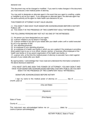Medical Power of Attorney Designation of Health Care Agent - Texas, Page 3