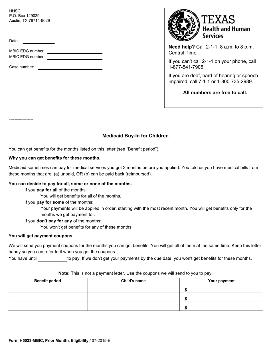 Form H5023-MBIC - Fill Out, Sign Online and Download Fillable PDF