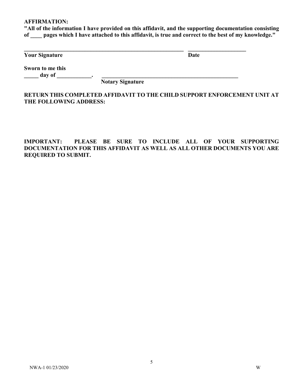Form NWA-1 Affidavit of Net Worth - New York, Page 5