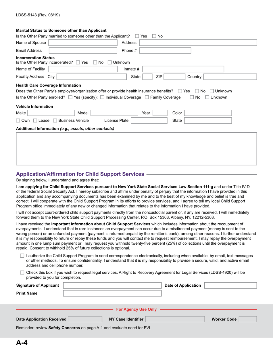Form LDSS-5143 Application for Child Support Services - New York, Page 10