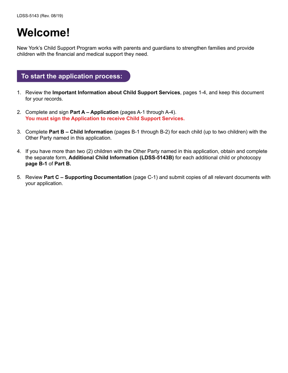 Form LDSS-5143 Application for Child Support Services - New York, Page 2