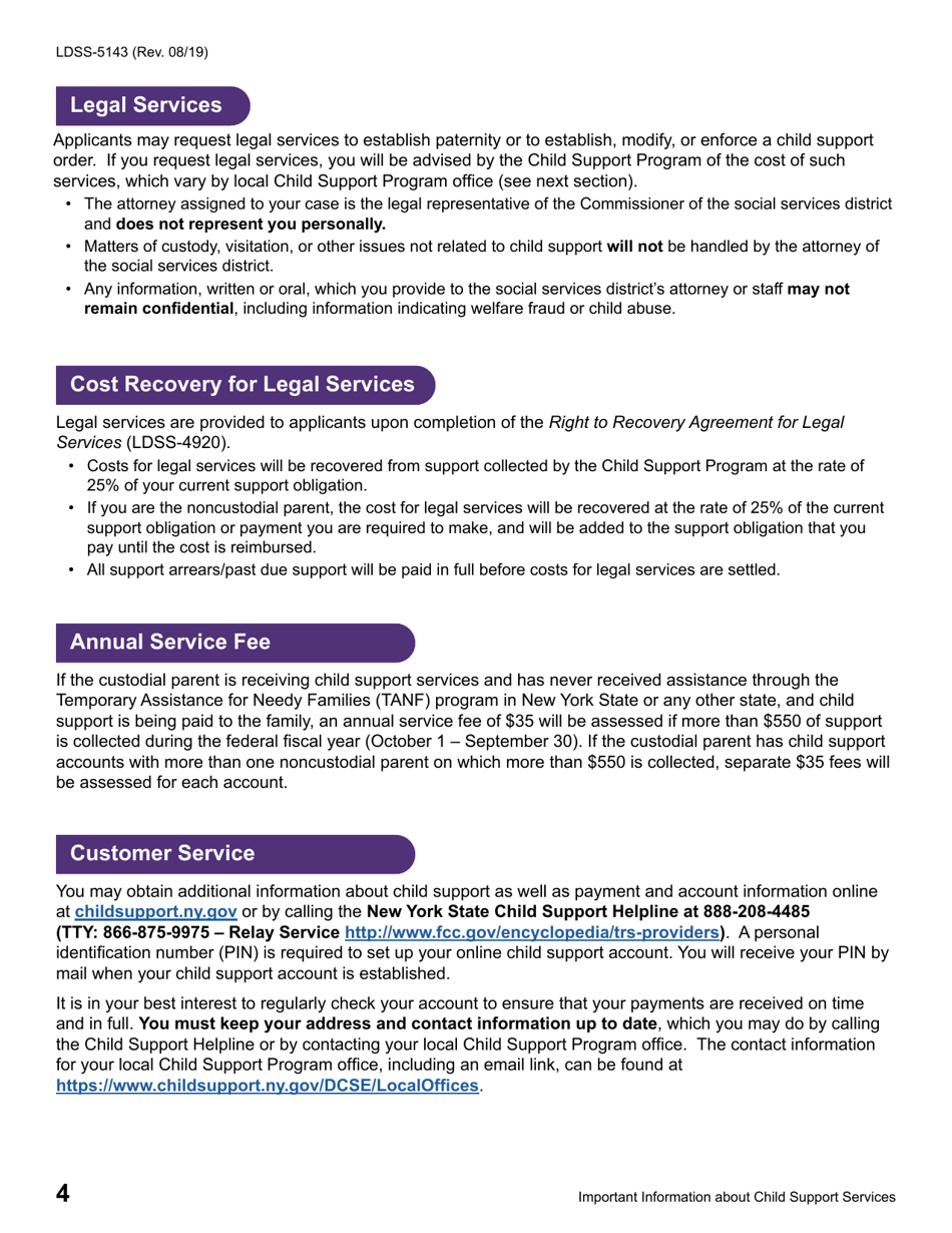 Form LDSS-5143 Application for Child Support Services - New York, Page 6