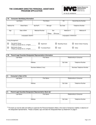 Form M-13D The Consumer Directed Personal Assistance Program Application - New York City