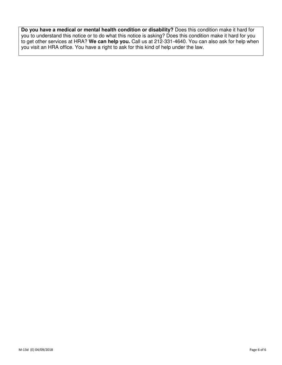 Form M-13D The Consumer Directed Personal Assistance Program Application - New York City, Page 6