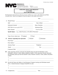 Document preview: Form W-588AA Updated/Final Lien Request Fax Form - New York City