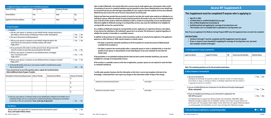 Form Doh-4495a Supplement A - Fill Out, Sign Online And Download 