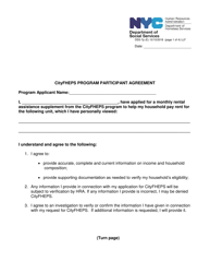 Document preview: Form DSS-7P Cityfheps Program Participant Agreement - New York City