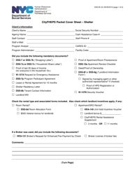 Form DSS-8H Cityfheps Packet Cover Sheet - Shelter - New York City