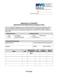 Document preview: Form DSS-7Q Application for Cityfheps (Apartments and Single Room Occupancy Units) - New York City