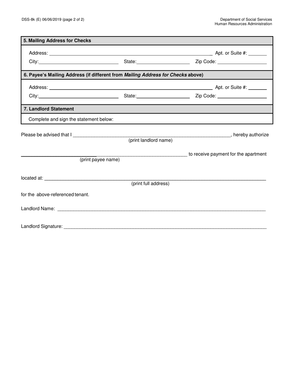 Form DSS-8K - Fill Out, Sign Online and Download Printable PDF, New ...