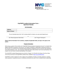 Form DSS-8F Cityfheps Landlord Information Form - Apartment Rentals - New York City